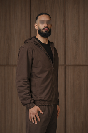 MOCHA BROWN HOODED UTILITY SUIT