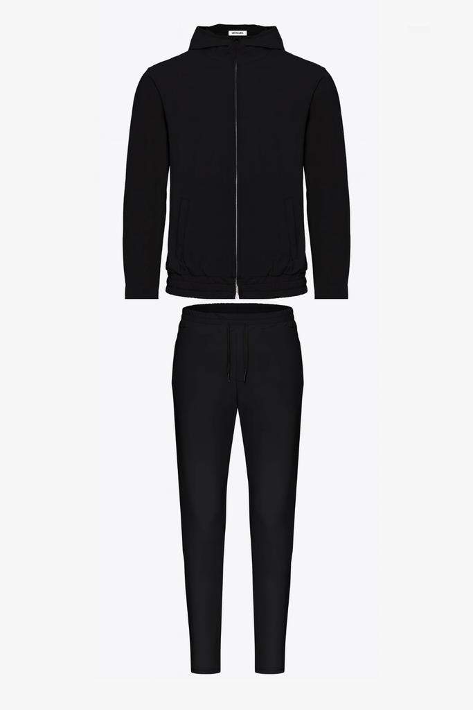 BLACK HOODED UTILITY SUIT