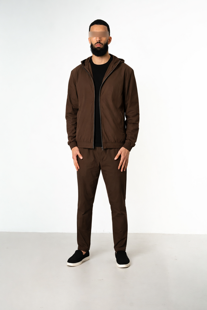 MOCHA BROWN HOODED UTILITY SUIT