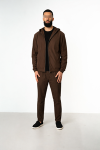MOCHA BROWN HOODED UTILITY SUIT