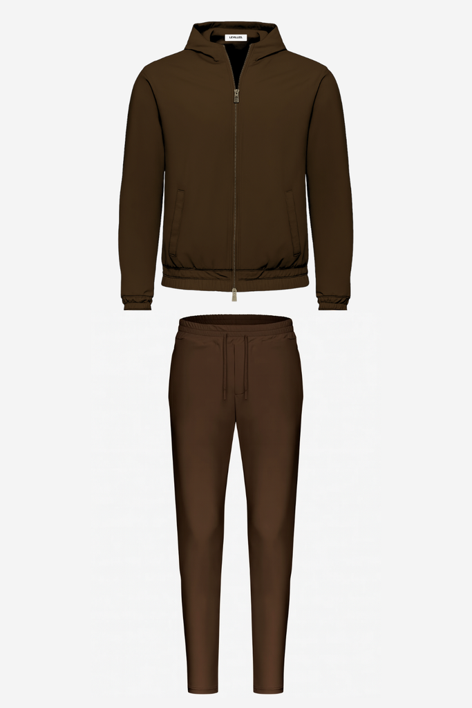 MOCHA BROWN HOODED UTILITY SUIT