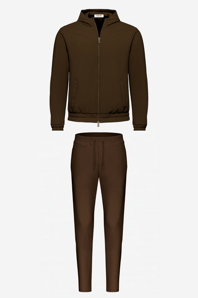 MOCHA BROWN HOODED UTILITY SUIT