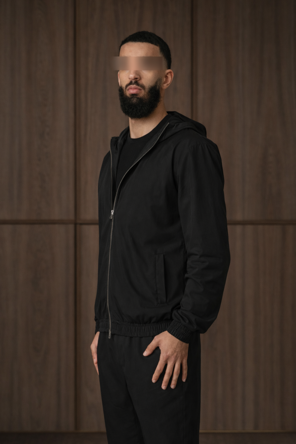 BLACK HOODED UTILITY SUIT
