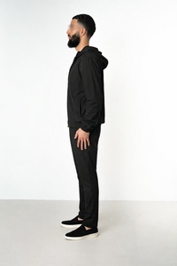 BLACK HOODED UTILITY SUIT