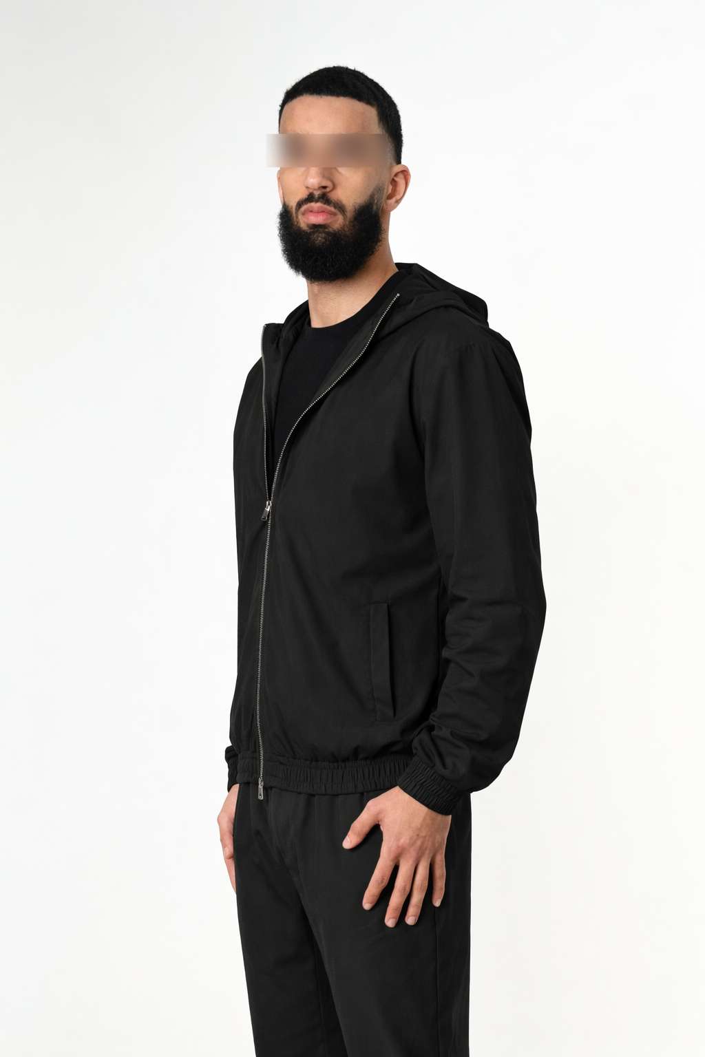 BLACK HOODED UTILITY SUIT