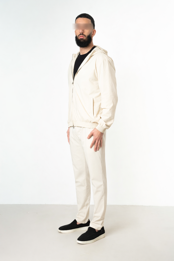 BEIGE HOODED UTILITY SUIT