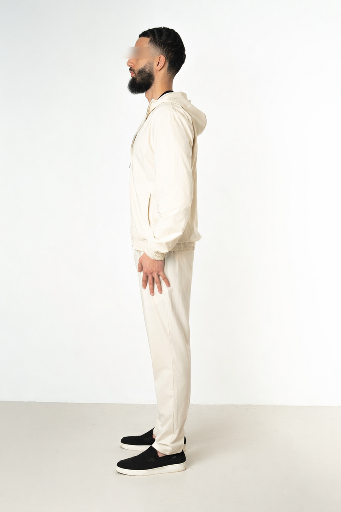 BEIGE HOODED UTILITY SUIT