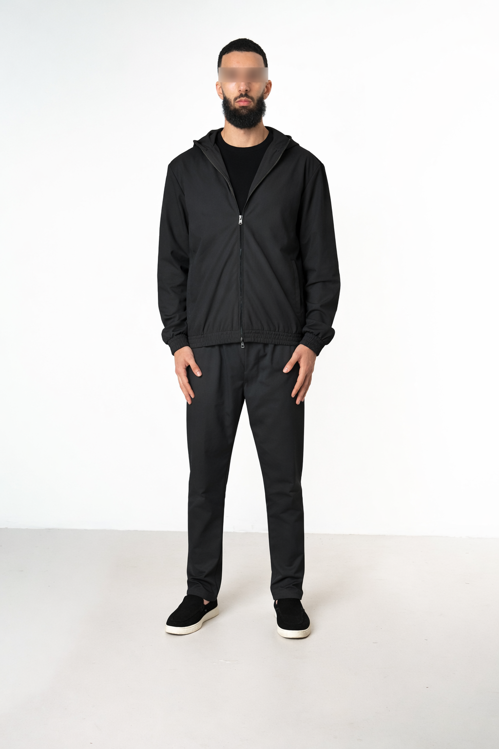 BLACK HOODED UTILITY SUIT