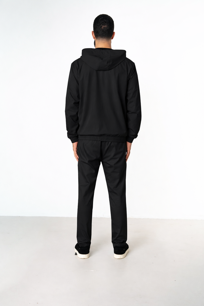 BLACK HOODED UTILITY SUIT