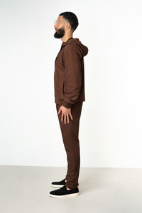 MOCHA BROWN HOODED UTILITY SUIT