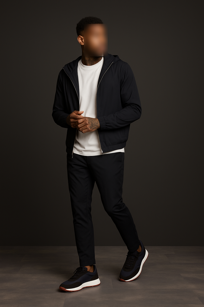 BLACK HOODED UTILITY SUIT