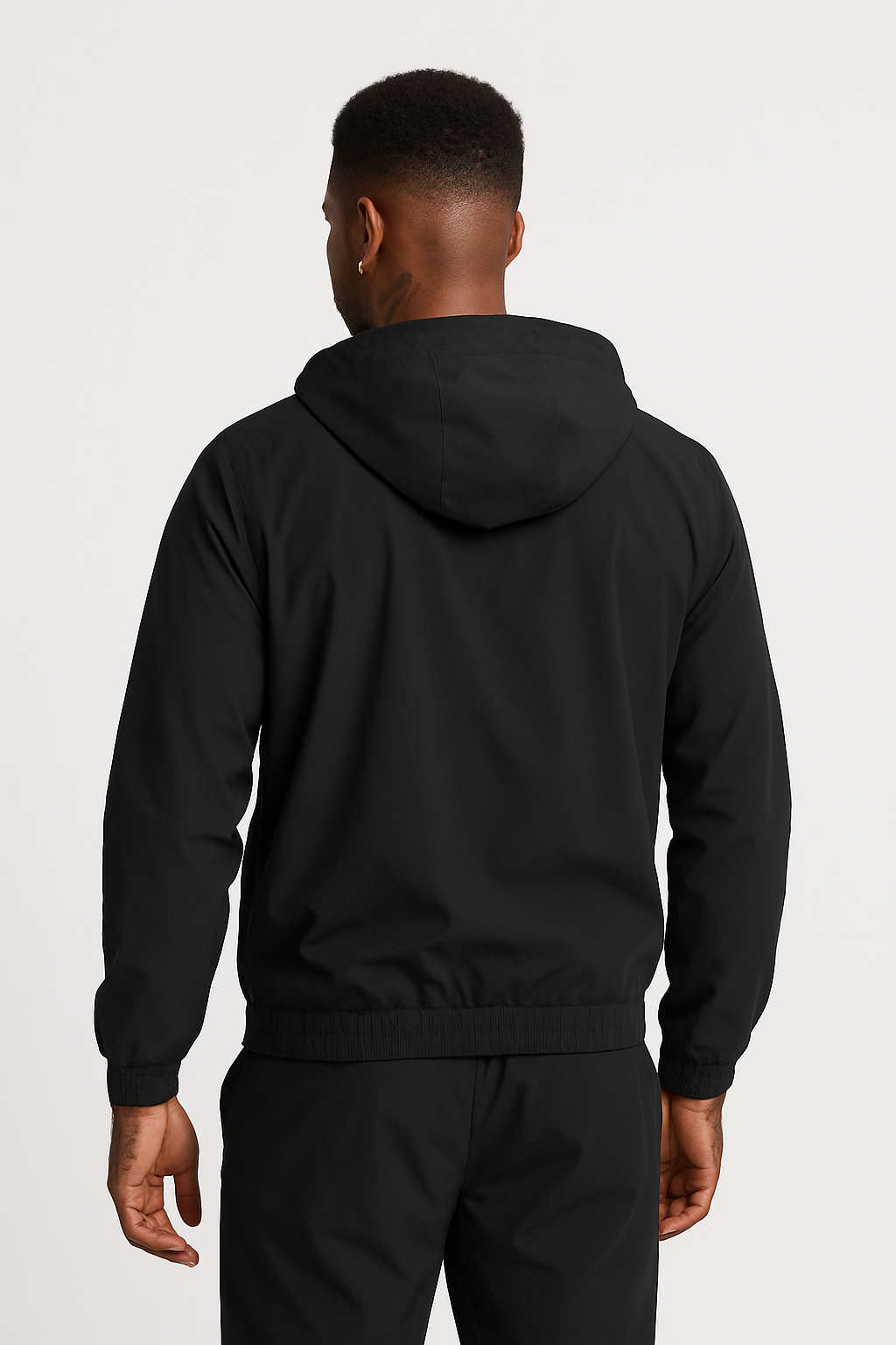 Black hooded utility suit