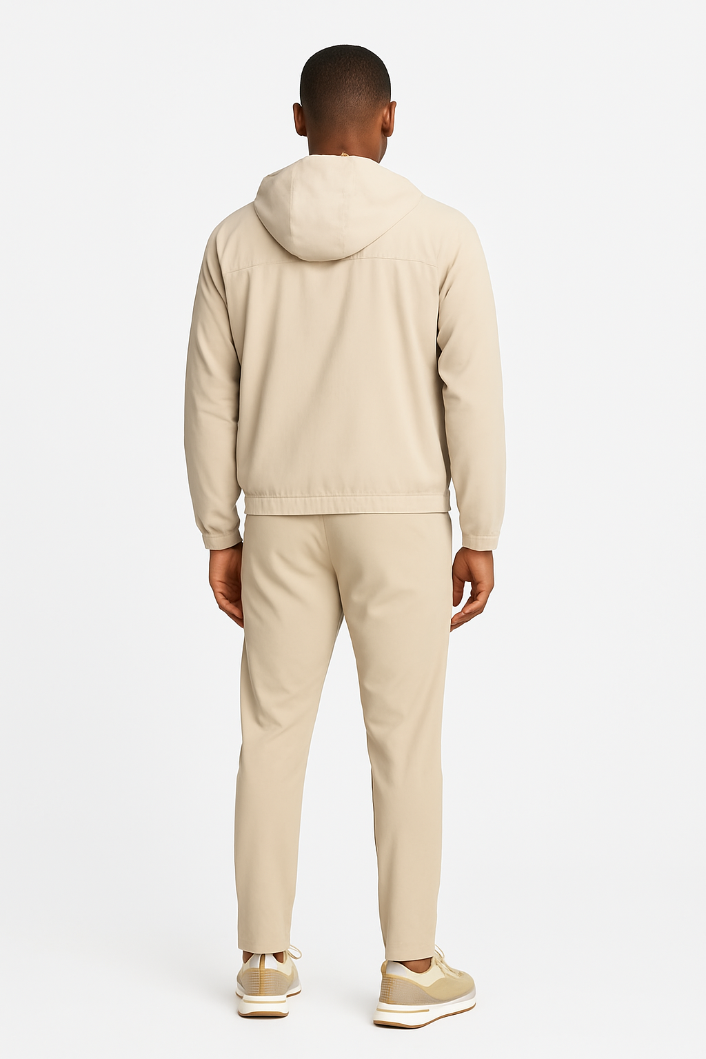 Beige hooded utility suit