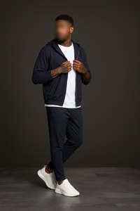 Navy hooded utility suit