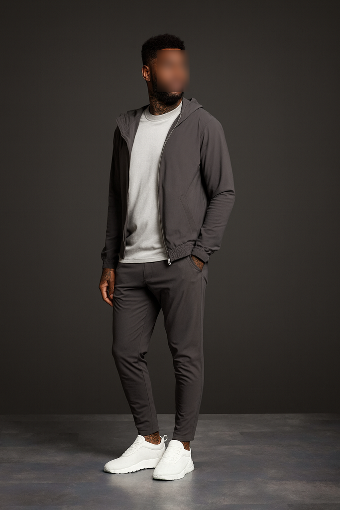 Grey hooded utility suit