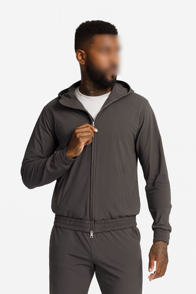 Grey hooded utility suit