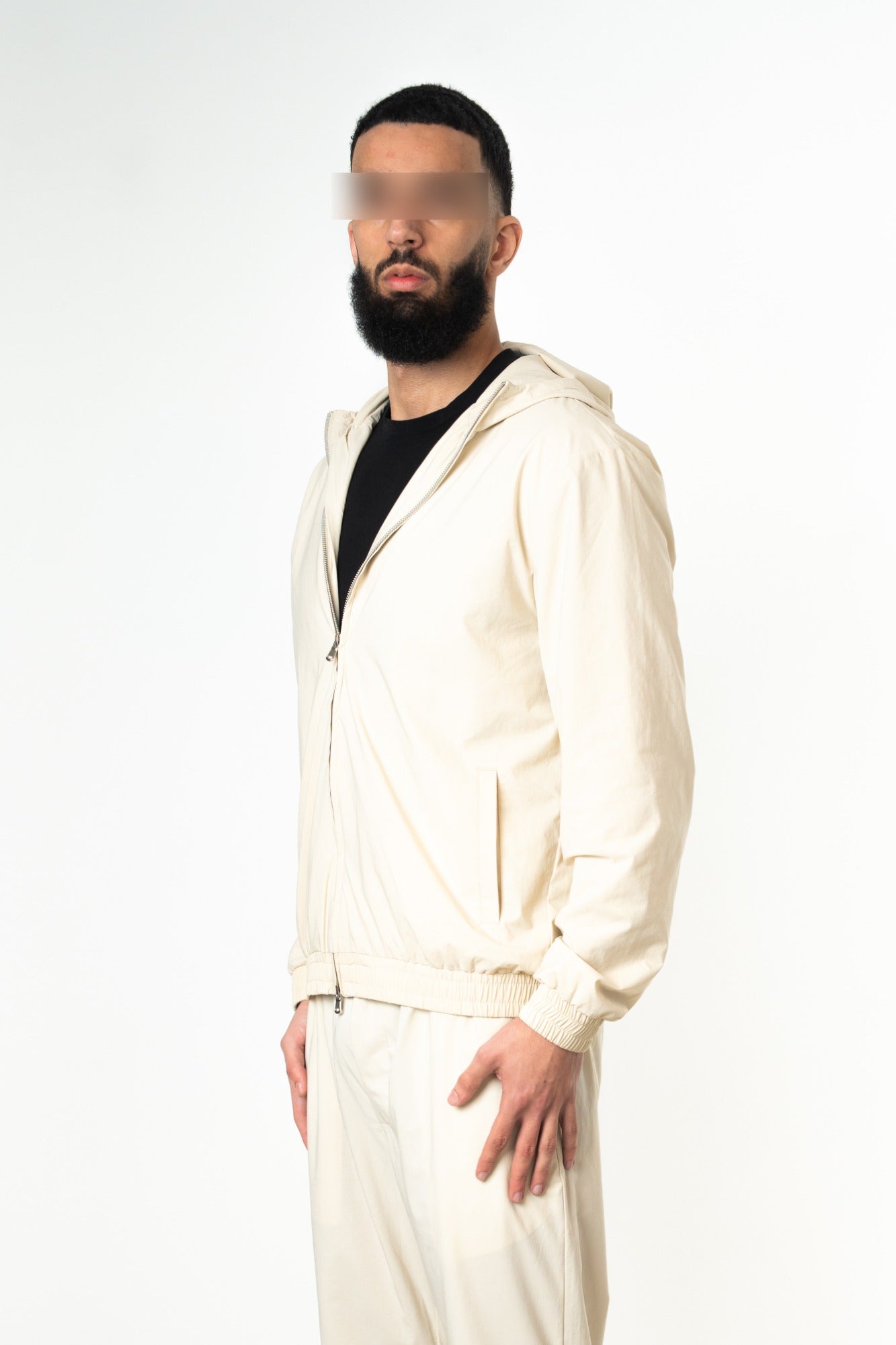 BEIGE HOODED UTILITY SUIT