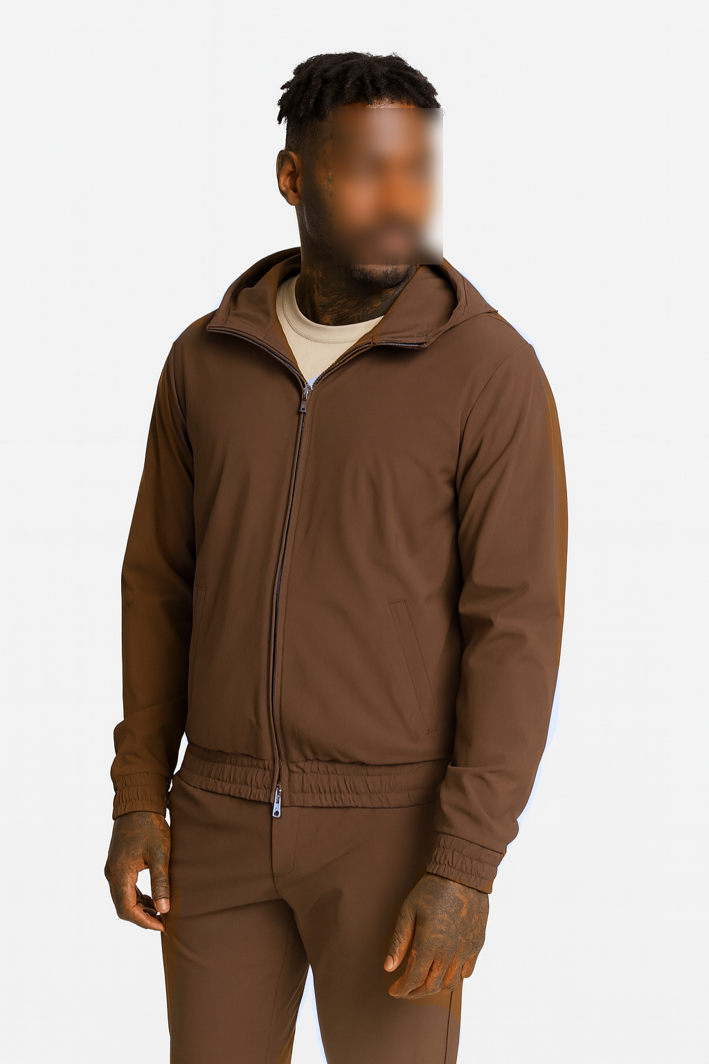 MOCHA BROWN HOODED UTILITY SUIT